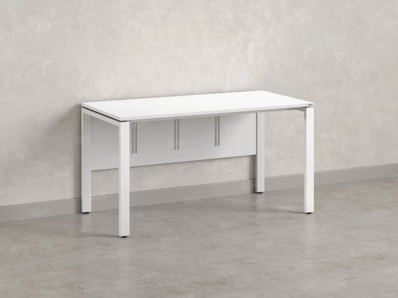 Стол прямой, П-опоры, экран ЛДСП,парящая стол-ца 1400x800x750 RM007-14x8 Белый/Белый