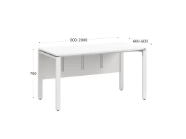 Стол прямой, П-опоры, экран ЛДСП,парящая стол-ца 1400x800x750 RM007-14x8 Белый/Белый