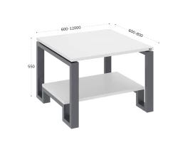 Журнальный стол с полкой 1200x600x550 RM181-12x6 Белый/Серый