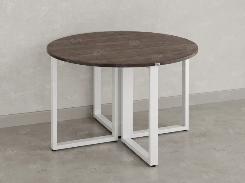 Круглый стол на О-образных опорах 1200x1200x750 RM187-12x12 Дуб Апрельский шоколад/Белый