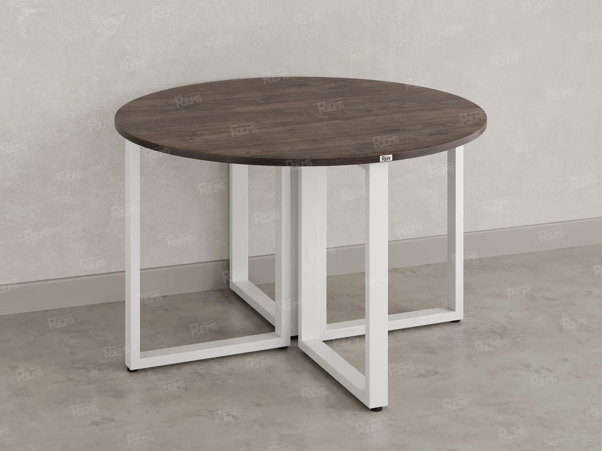 Круглый стол на О-образных опорах 1200x1200x750 RM187-12x12 Дуб Апрельский шоколад/Белый