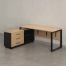 Стол прямой с тумбой L, ЛДСП экран, О-опора 1400x600x750 RM013L-14x6 Вяз Швейцарский светлый/Черный