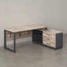 Стол прямой с тумбой R, ЛДСП экран, О-опора 1800x700x750 RM012R-18x7 Дуб Маувелла/Серый