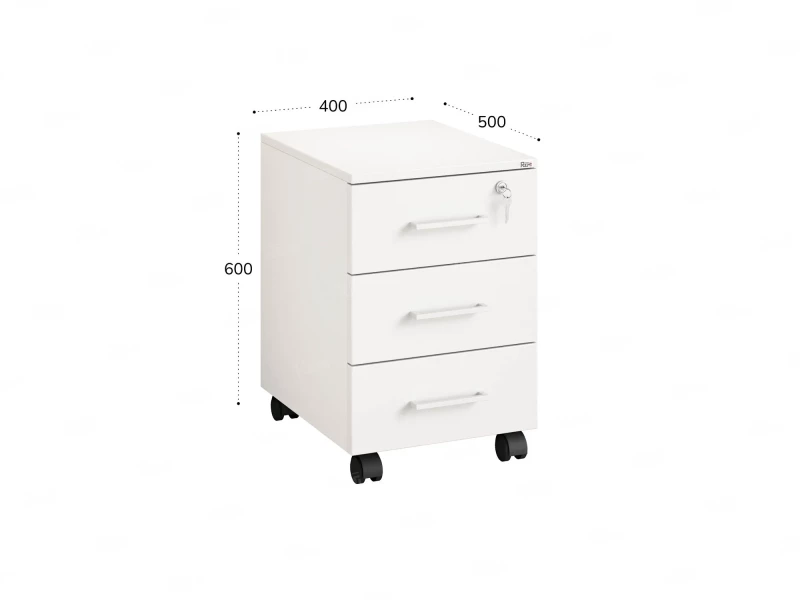 Тумба мобильная, 3 ящика 400x500x600 RM120-40x50 Белый/Белый