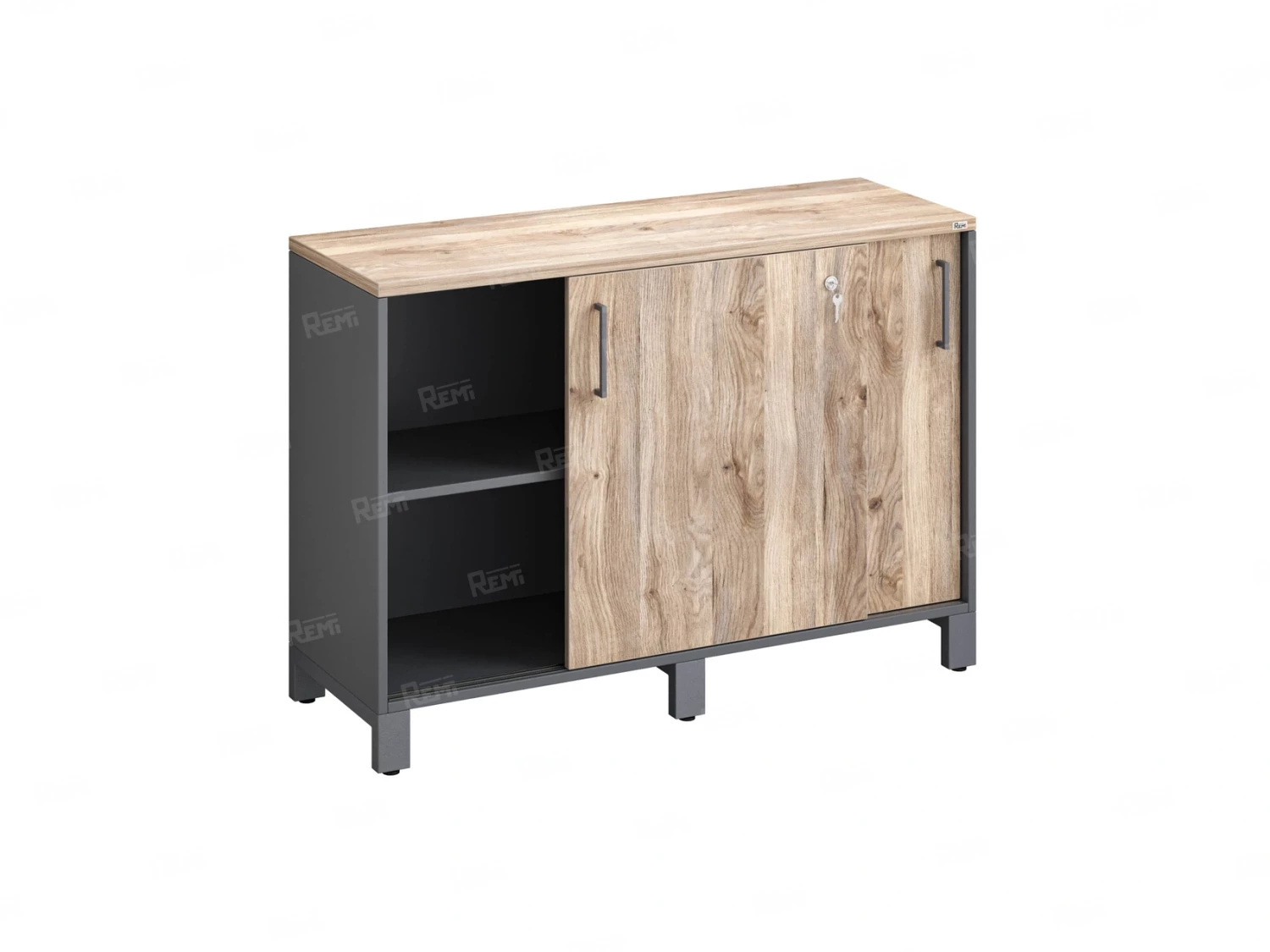 Низкий шкаф-купе 1200x420x850 RM124-120x42 Дуб Маувелла/Серый