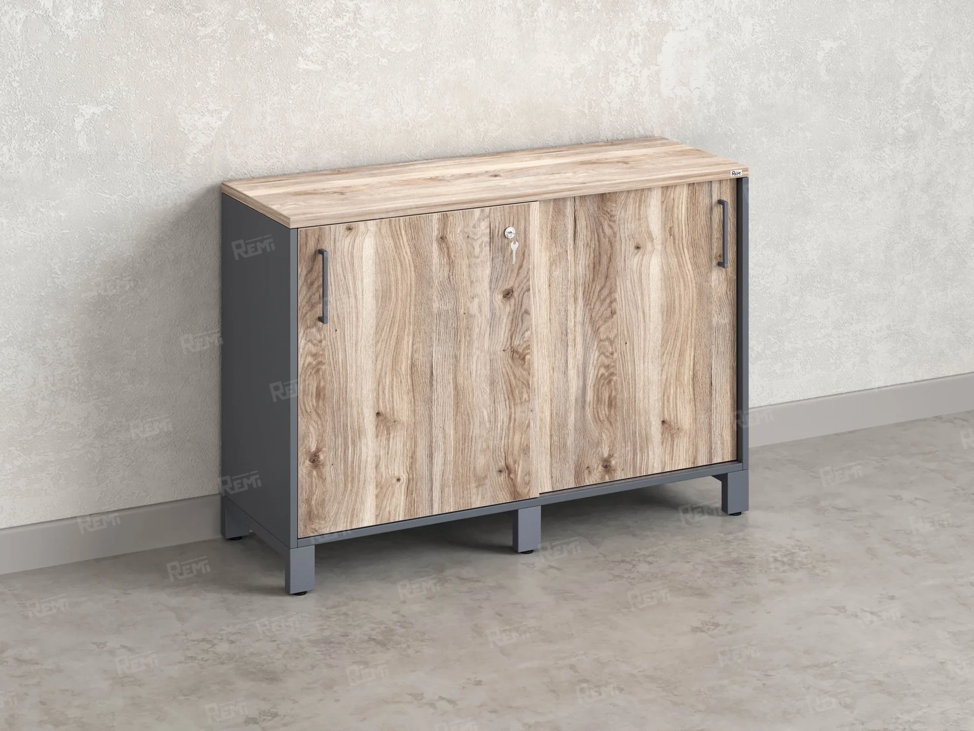 Низкий шкаф-купе 1200x420x850 RM124-120x42 Дуб Маувелла/Серый