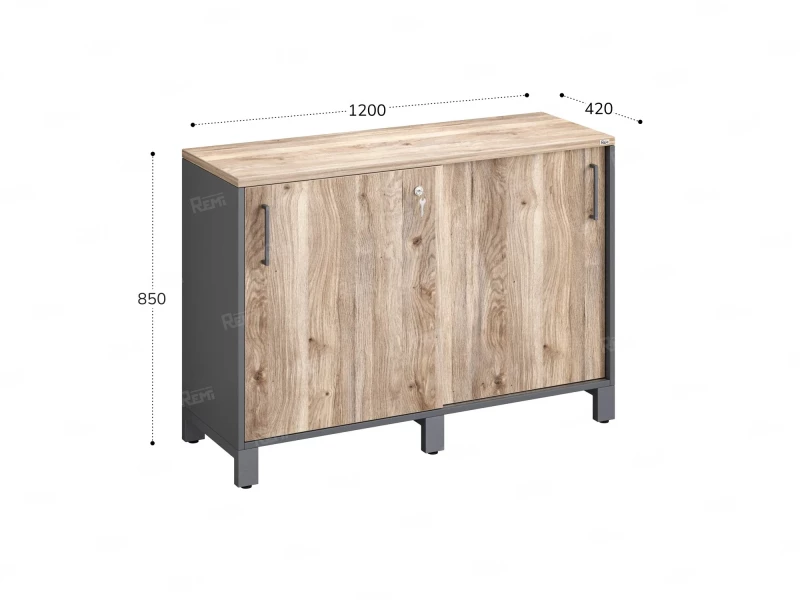 Низкий шкаф-купе 1200x420x850 RM124-120x42 Дуб Маувелла/Серый