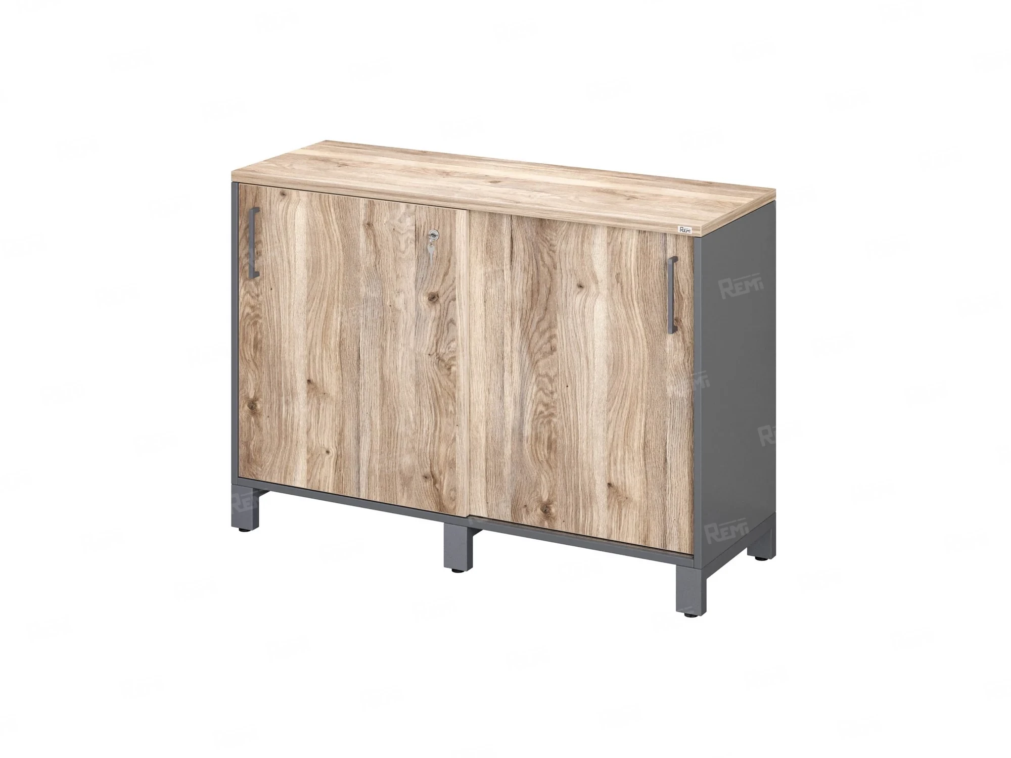 Низкий шкаф-купе 1200x420x850 RM124-120x42 Дуб Маувелла/Серый