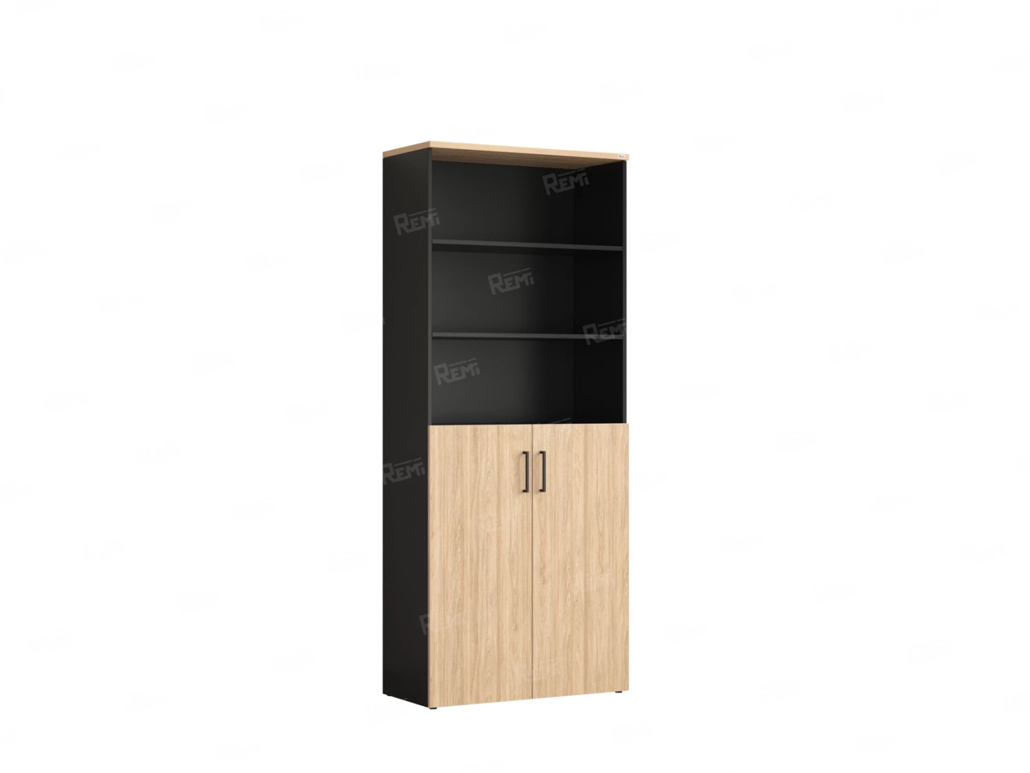 Шкаф комбинированный, регулируемые опоры, 6 уровней 900x420x2100 RM155-90x41 Вяз Швейцарский светлый/Черный