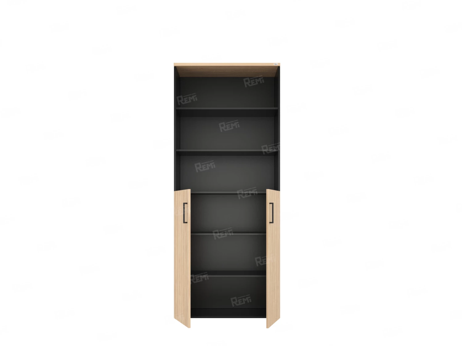 Шкаф комбинированный, регулируемые опоры, 6 уровней 900x420x2100 RM155-90x41 Вяз Швейцарский светлый/Черный