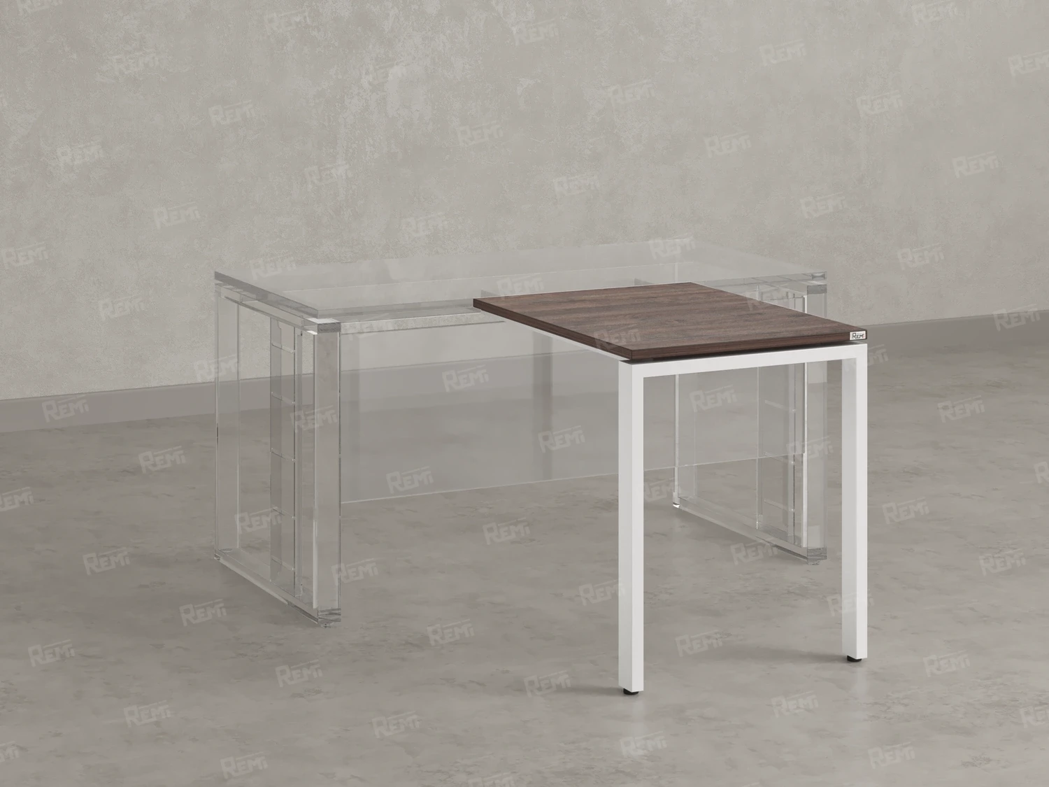 Брифинг прямой, с парящей столешнецей, на П-образном каркасе 1400x800x750 RM070-14x8 Дуб Апрельский шоколад/Белый