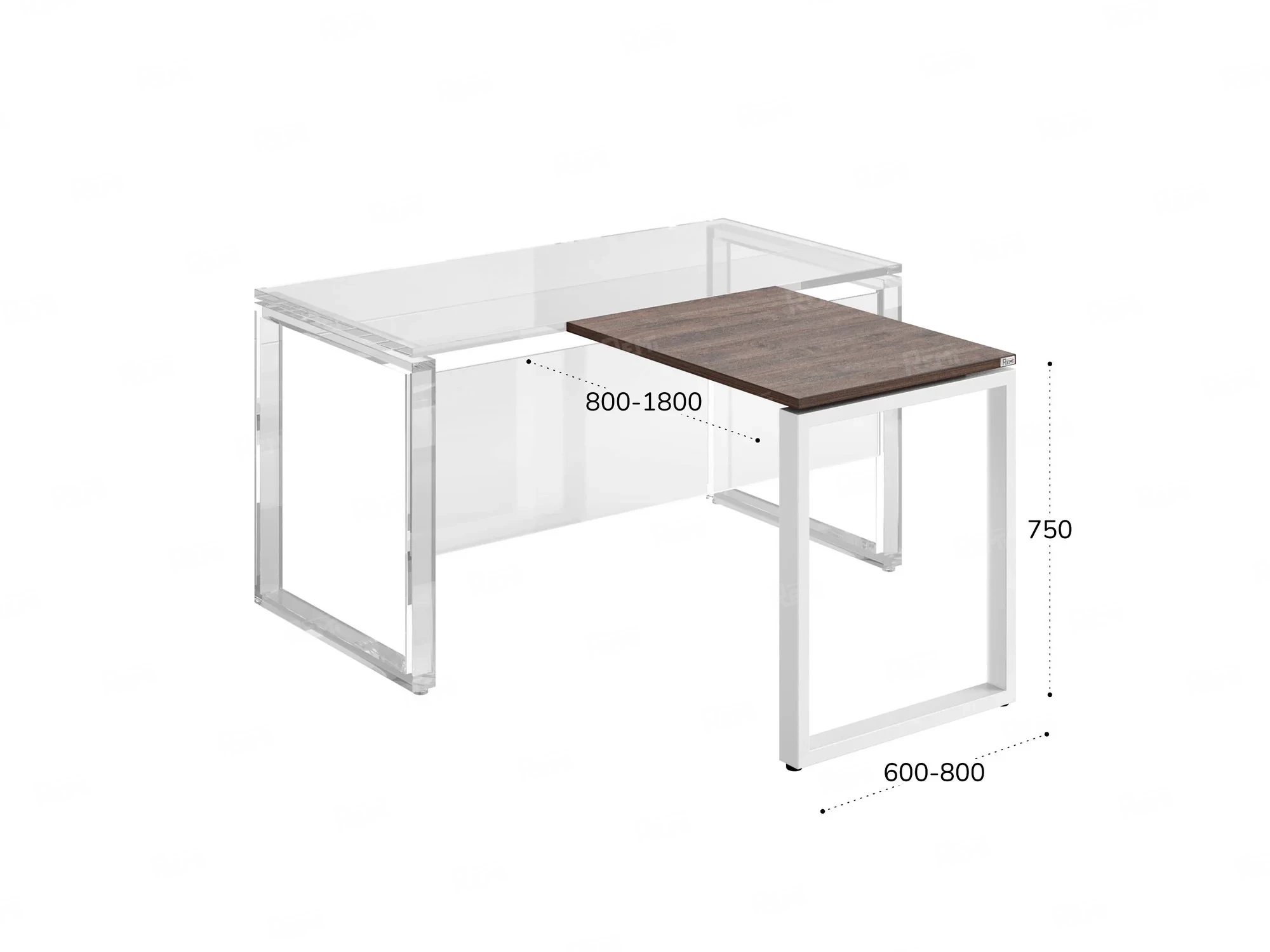 Брифинг прямой, с парящей столешнецей, на П-образном каркасе 1400x800x750 RM070-14x8 Дуб Апрельский шоколад/Белый