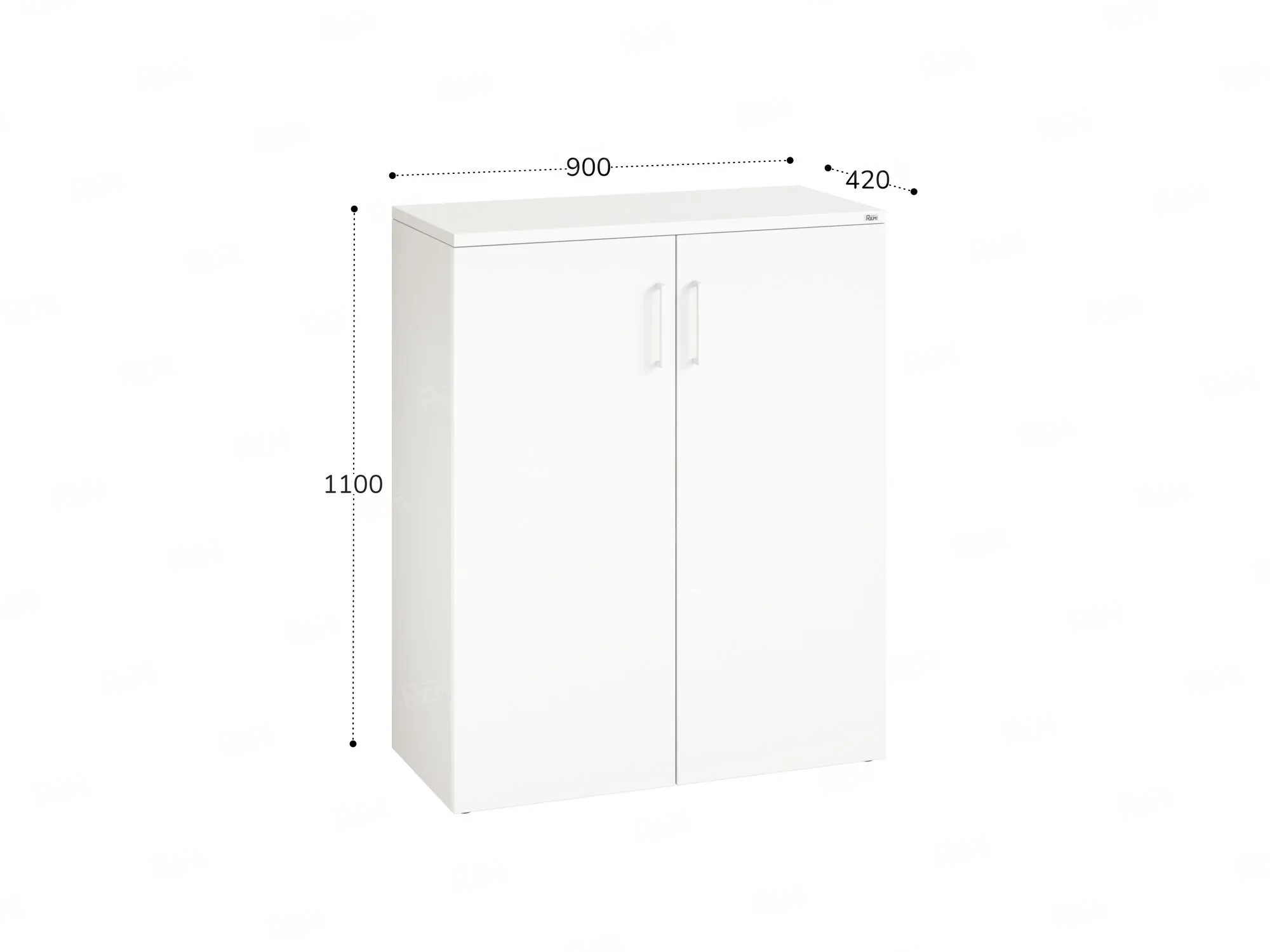 Шкаф распашной, регулируемые опоры, 3 уровня 900x420x1100 RM150-90x42 Белый/Белый