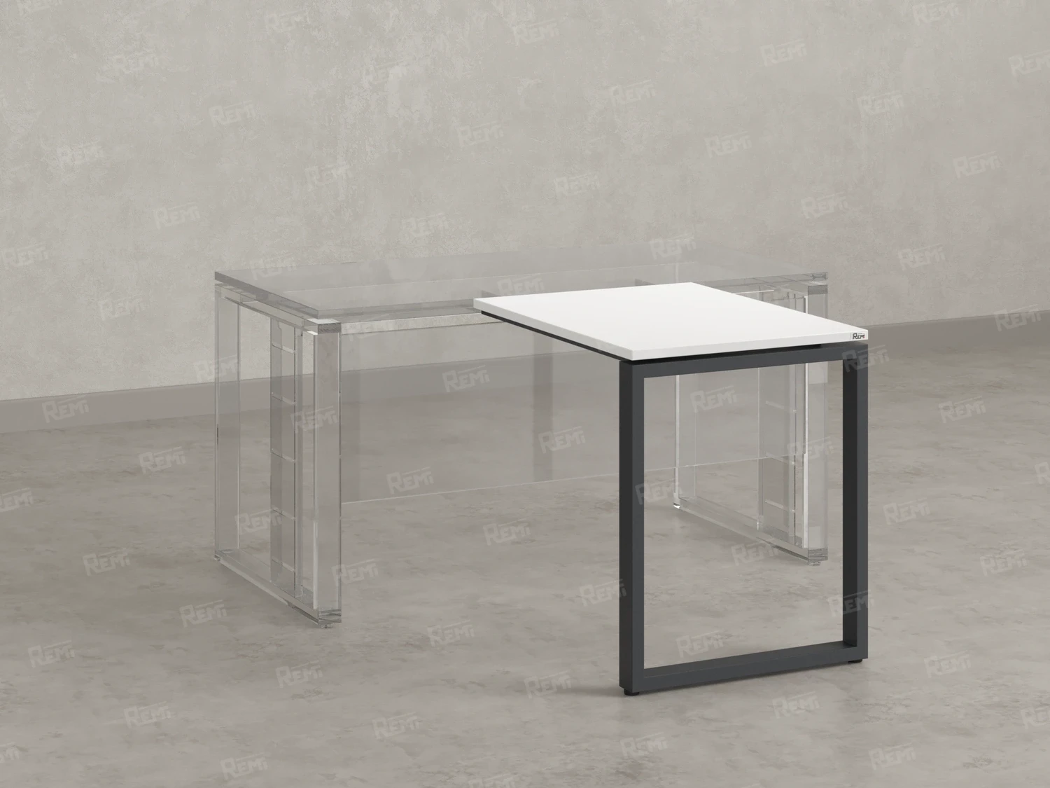 Брифинг прямой, с парящей столешнецей, на О-образном каркасе 800x800x750 RM072-8x8 Белый/Серый