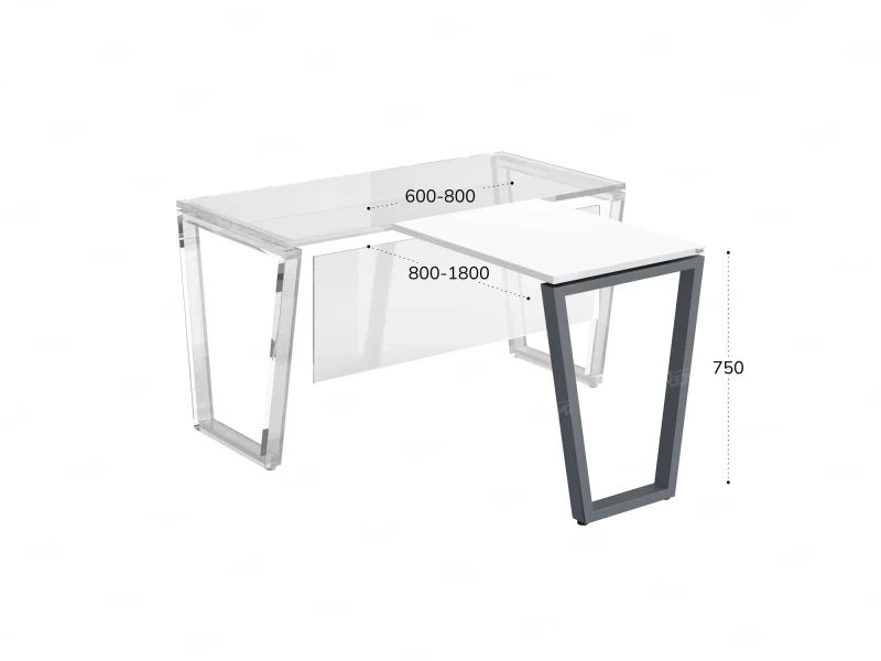 Брифинг прямой, с парящей столешнецей, на U-образном каркасе 1700x600x750 RM074-17x6 Белый/Серый