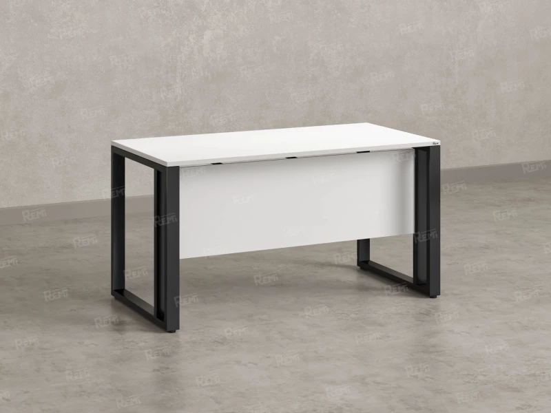 Стол прямой на О-образных опорах с экраном ЛДСП 2000x800x750 RM041-20x8 Белый/Черный