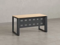 Стол прямой на О-образных опорах с металлическим экраном 1200x900x750 RM042-12x9 Вяз Швейцарский светлый/Серый