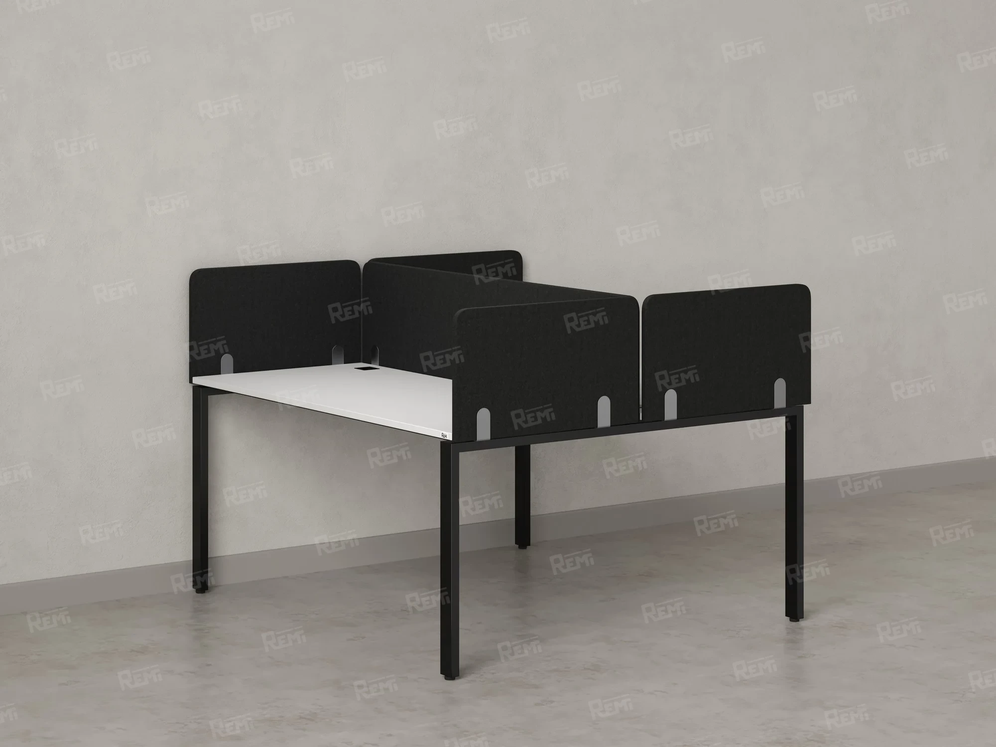 Бенч-система, 2 рабочих места, на П-образных опорах, 5 тканевых экрана 1800x1600x750 RM165-3-18x16 Белый/Черный