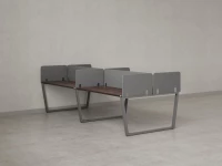 Бенч-система, 4 рабочих места, на U-образных опорах, 8 тканевых экранов 2800x1400x750 RM173-1-14x14 Дуб Апрельский шоколад/Серый