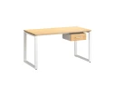 Стол прямой с подвесной тумбой, О-опора 1800x700x750 RM036-18x7 Вяз Швейцарский светлый/Белый