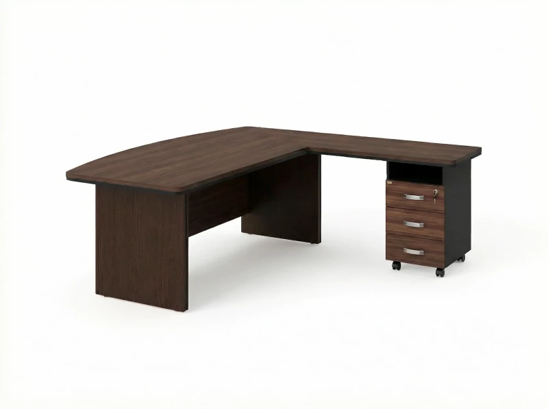 BRL RB071-180x200R Стол руководителя угловой R с тумбой 3 ящика 1800х2000х760 Венге/Черный