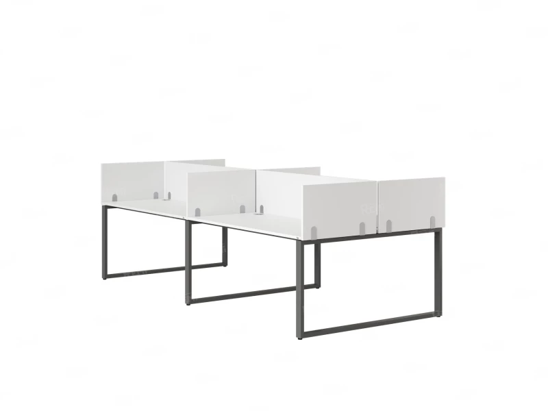 Бенч-система, 4 рабочих места, на О-образных опорах, 8 ЛДСП экранов 3200x1200x750 RM170-1-16x12 Белый/Серый