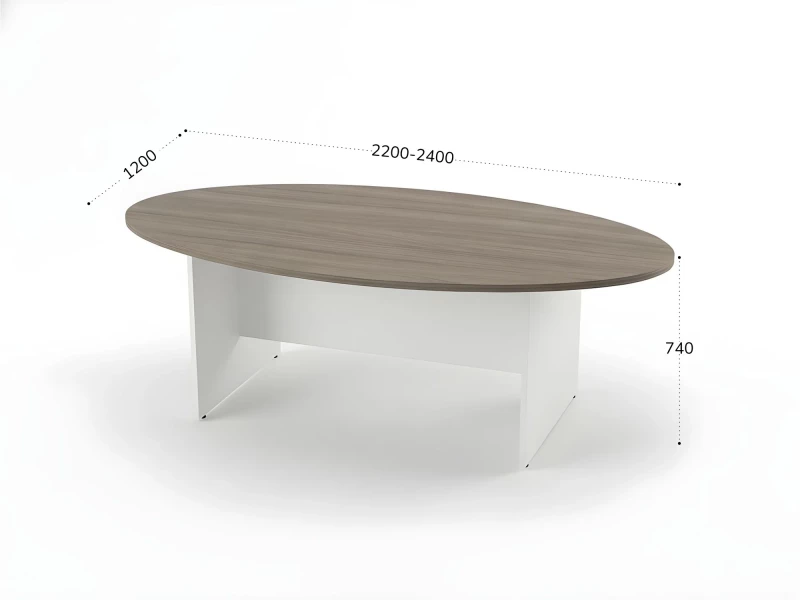 BRL RB007-240х120 Конференц-стол овальный 2400х1200х740 Дрифтвуд/Белый