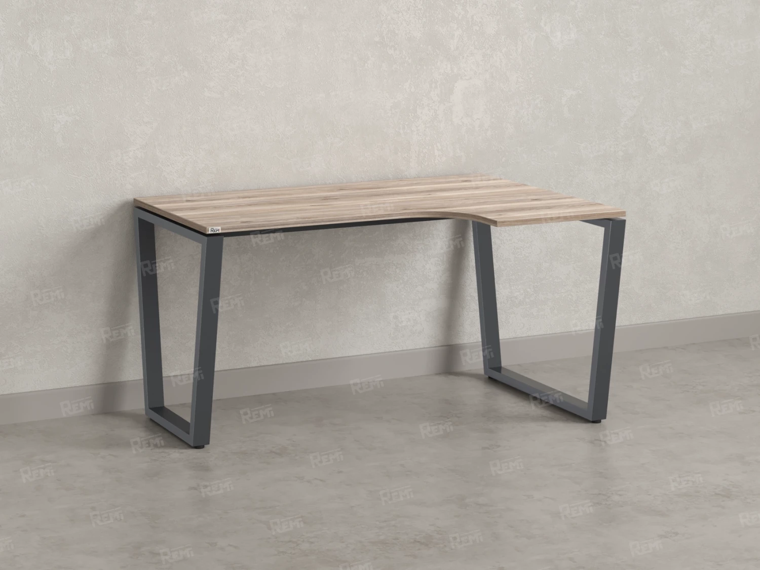 Стол угловой, U-опора, правый 1800x800/1000x750, RM050-18x8-10 Дуб Маувелла/Серый