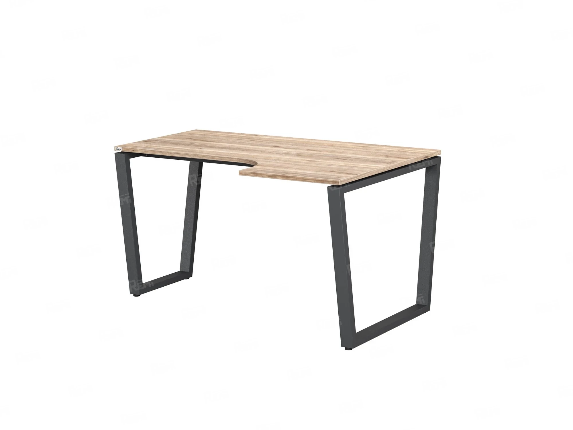 Стол угловой, U-опора, правый 1800x800/1000x750, RM050-18x8-10 Дуб Маувелла/Серый