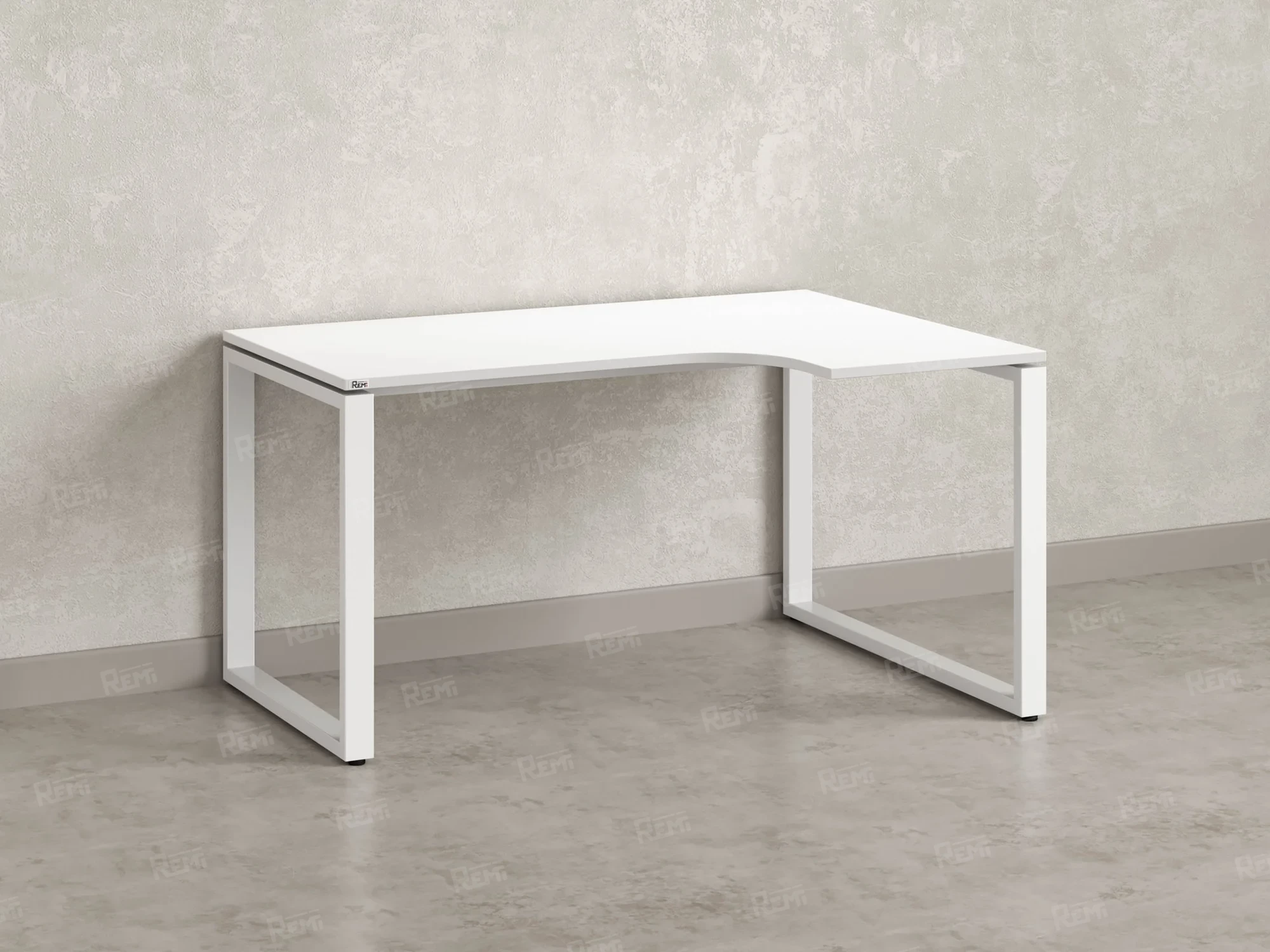 Стол угловой, О-опора, правый 1400x600/900x750, RM054-14x6-9 Белый/Белый