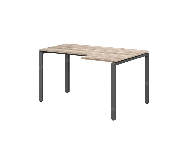 Стол угловой, П-опора, правый 1400x800/1000x750, RM052-14x8-10 Дуб Маувелла/Серый