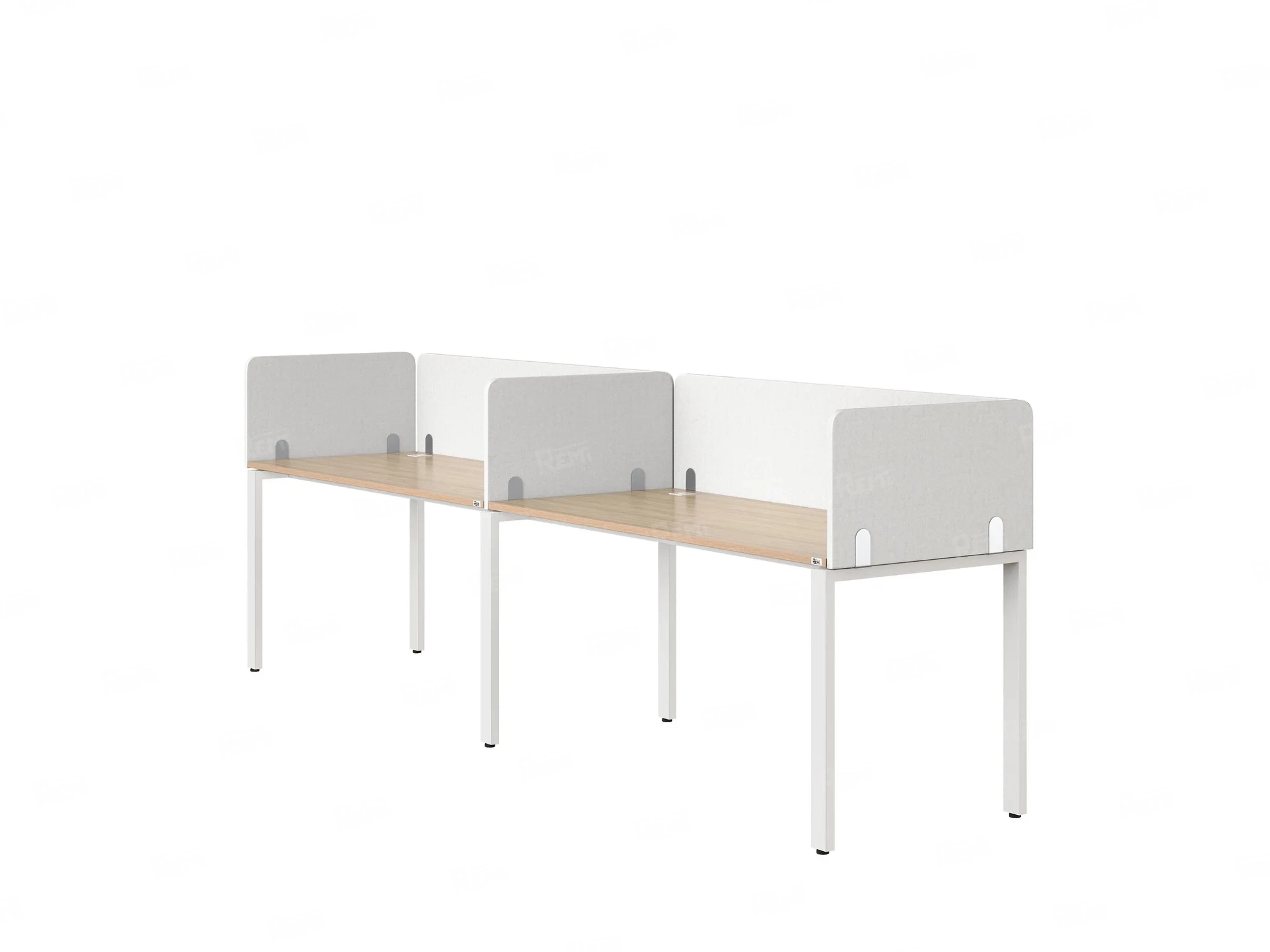 Бенч-система в 1 ряд, 2 рабочих места 5 тканевых экранов 3600x800x750 RM167-1-36x8 Вяз Швейцарский светлый/Белый