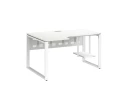 Стол угловой, экран металл, О-опора, левый 1600x600/900x750, RM056-16x6-9 Белый/Белый