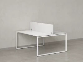 Бенч-система, 2 рабочих места, с одним тканевым экраном 1400x1400x750 RM169-1-14x14 Белый/Белый