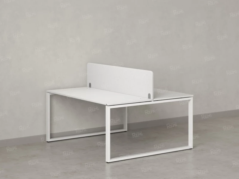 Бенч-система, 2 рабочих места, с одним тканевым экраном 1400x1400x750 RM169-1-14x14 Белый/Белый