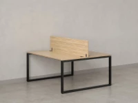 Бенч-система, 2 рабочих места, с одним экраном ЛДСП 1200x1600x750 RM169-2-12x16 Вяз Швейцарский светлый/Черный