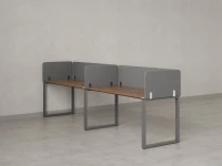 Бенч-система в 1 ряд, 2 рабочих места 5 тканевых экранов 2000x600x750 RM168-1-20x6 Дуб Юстус/Серый