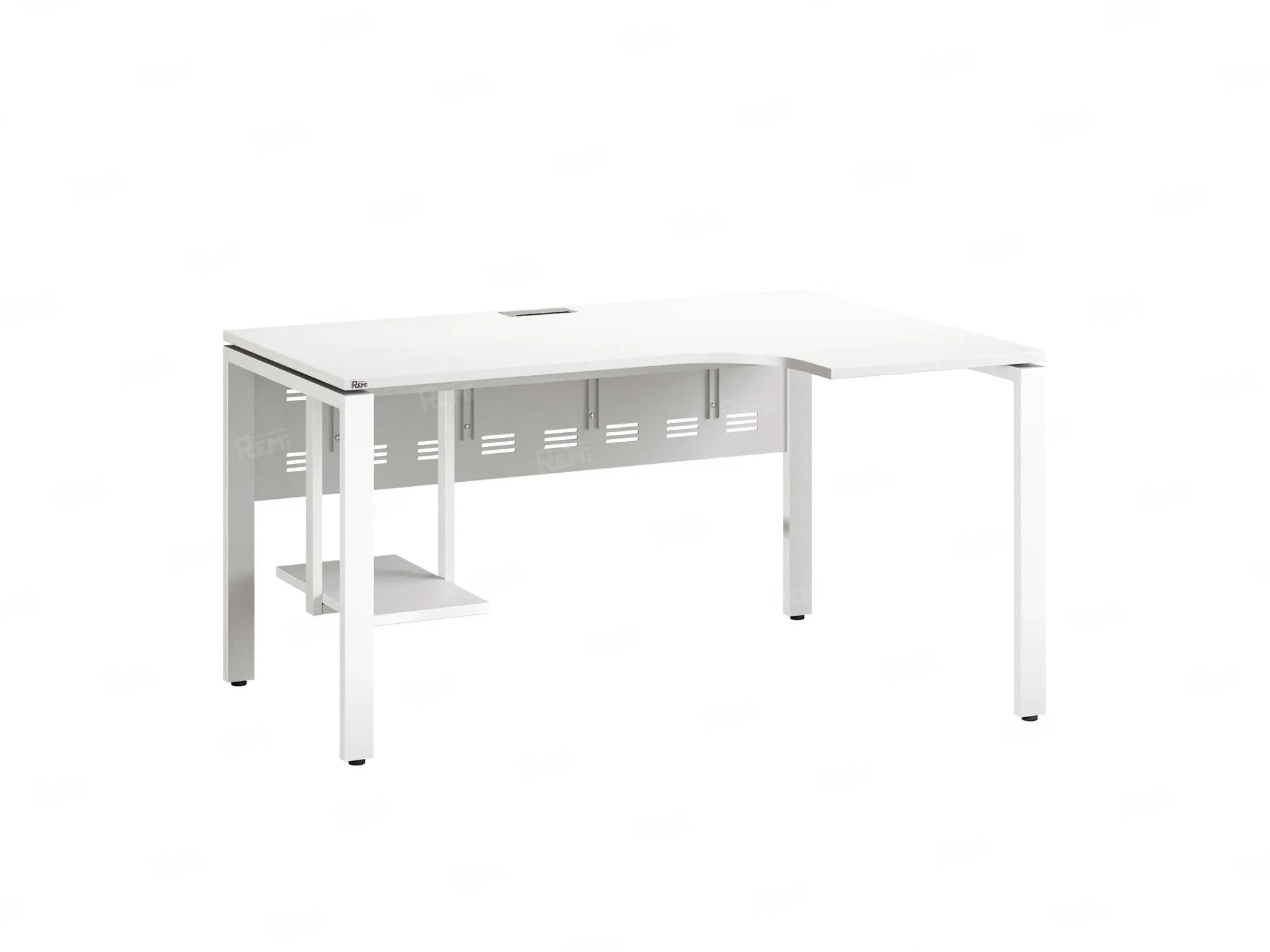 Стол угловой, экран металл, П-опора, правый 1800x600/900x750, RM058-18x6-9 Белый/Белый