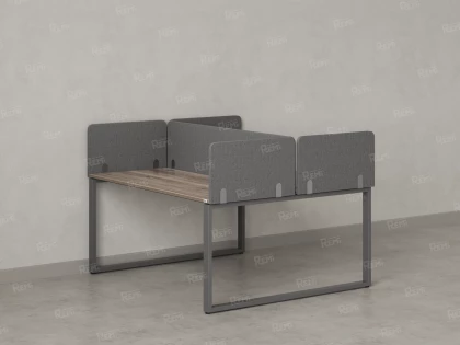 Бенч-система, 2 рабочих места, 5 тканевых экранов 1200x1200x750 RM169-3-12x12 Дуб Маувелла/Серый