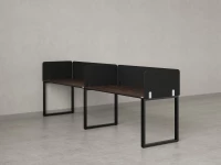 Бенч-система в 1 ряд, 2 рабочих места 5 тканевых экранов 2700x700x750 RM168-1-27x7 Дуб Апрельский шоколад/Черный