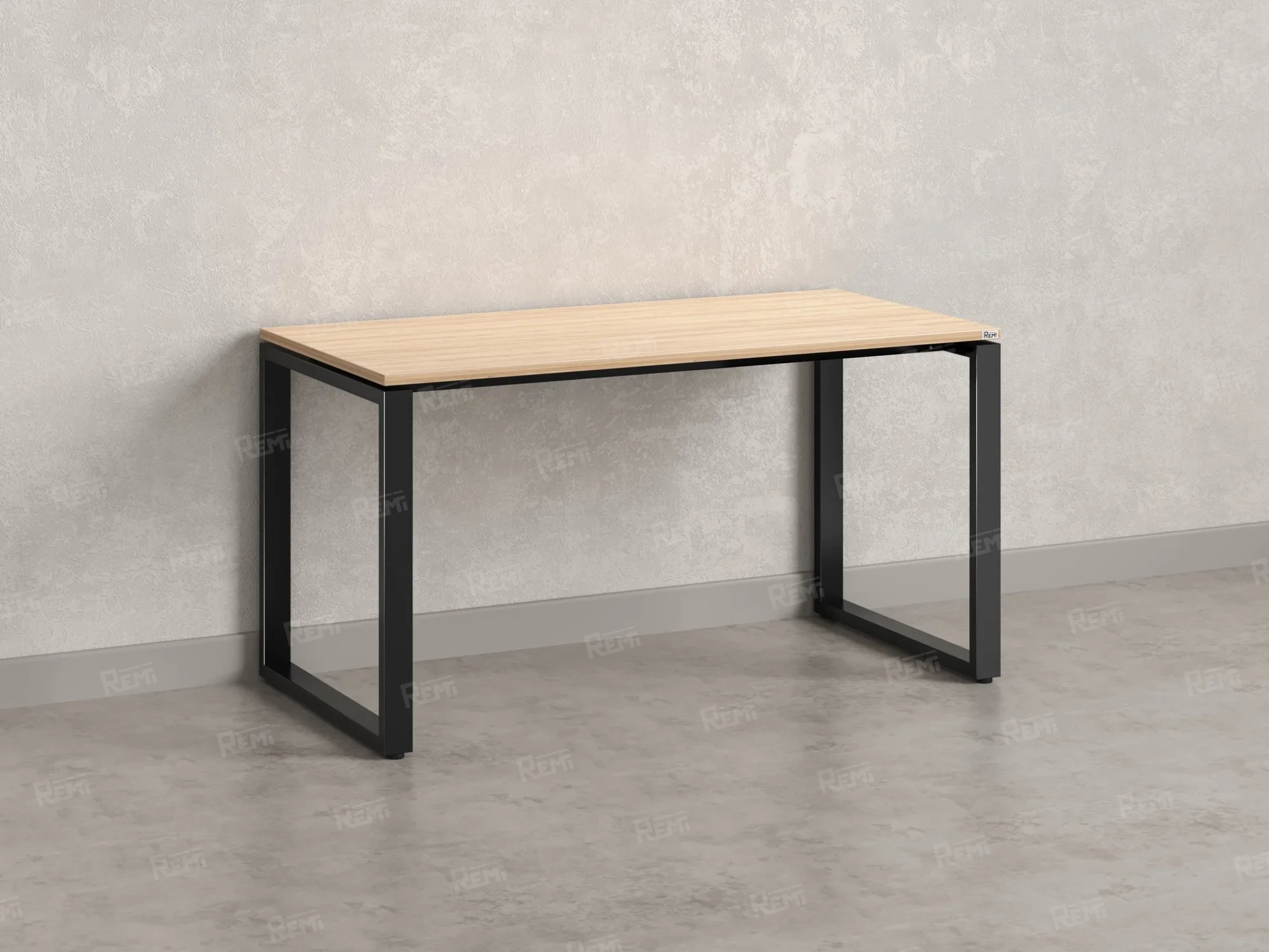 Стол прямой на O-образных опорах 1600x600x750 RM002-16x6 Вяз Швейцарский светлый/Черный