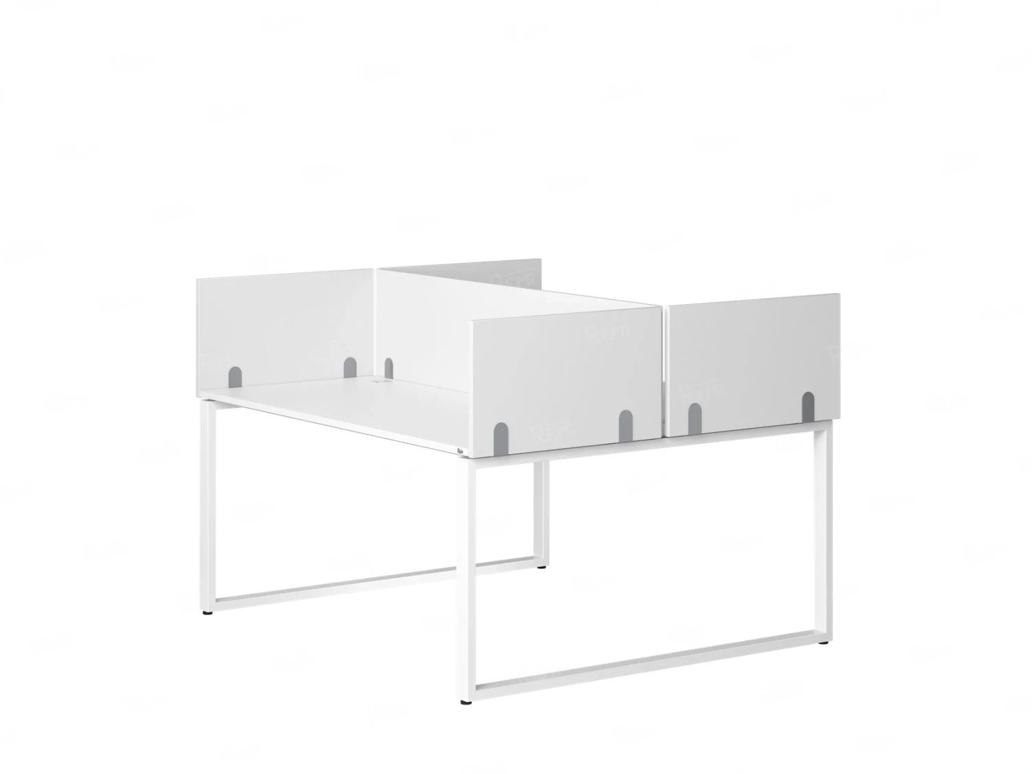 Бенч-система, 2 рабочих места, 5 ЛДСП экранов 1000x1600x750 RM169-4-10x16 Белый/Белый