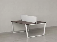 Бенч-система, 2 рабочих места, с одним тканевым экраном 1000x1200x750 RM172-1-10x12 Дуб Апрельский шоколад/Белый