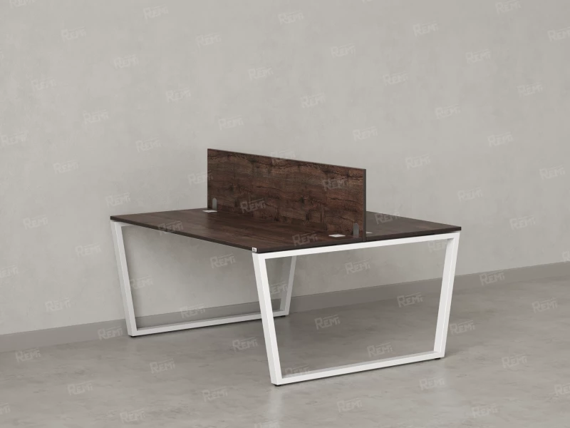 Бенч-система, 2 рабочих места, с одним экраном ЛДСП 1200x1600x750 RM172-2-12x16 Дуб Апрельский шоколад/Белый