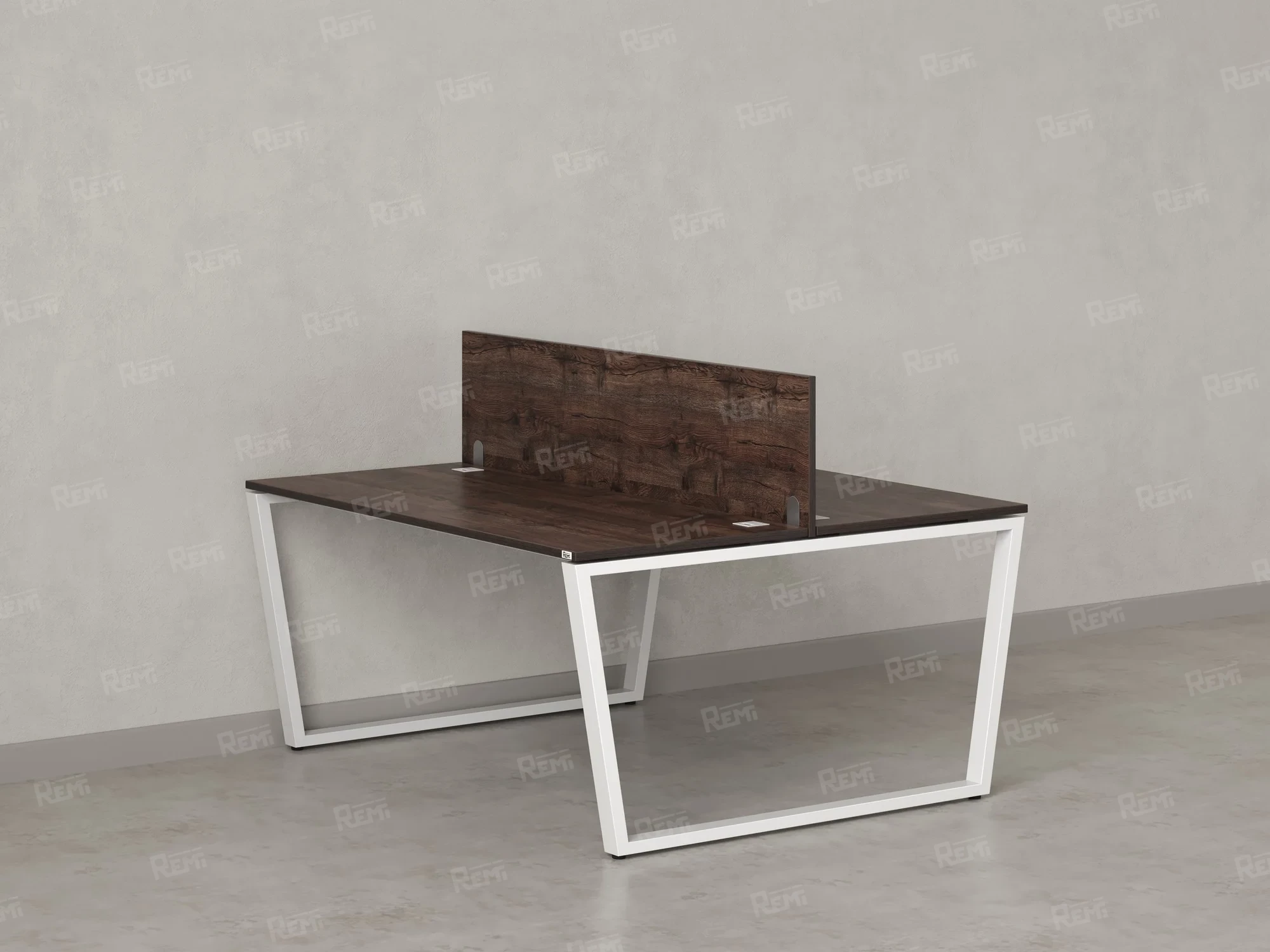 Бенч-система, 2 рабочих места, с одним экраном ЛДСП 1200x1600x750 RM172-2-12x16 Дуб Апрельский шоколад/Белый