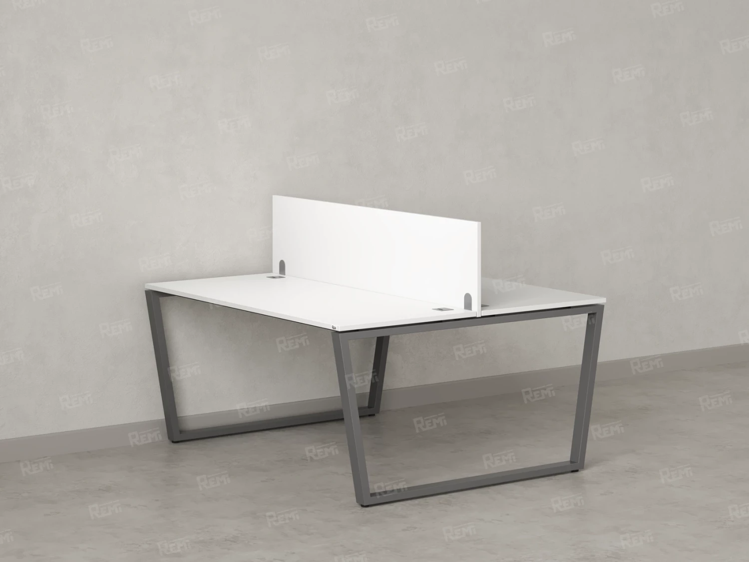 Бенч-система, 2 рабочих места, с одним экраном ЛДСП 1800x1200x750 RM172-2-18x12 Белый/Серый