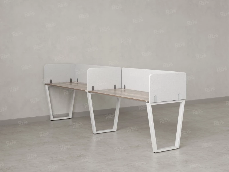 Бенч-система в 1 ряд, 2 рабочих места 5 тканевых экранов 2700x700x750 RM174-1-27x7 Дуб Маувелла/Белый