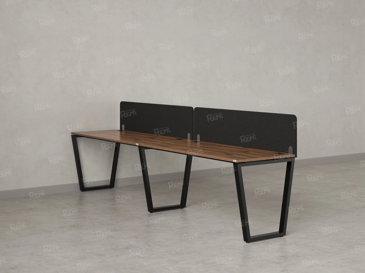 Бенч-система в 1 ряд, 2 рабочих места 2 тканевых экранов 3200x700x750 RM174-3-32x7 Дуб Юстус/Черный