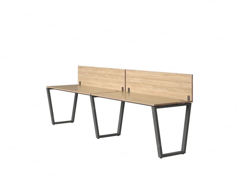 Бенч-система в 1 ряд, 2 рабочих места 2 ЛДСП экранов 3200x600x750 RM174-4-32x6 Вяз Швейцарский светлый/Серый