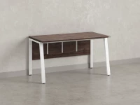 Стол прямой, Л-опора, экран ЛДСП,парящая стол-ца 1200x600x750 RM009-12x6 Дуб Апрельский шоколад/Белый